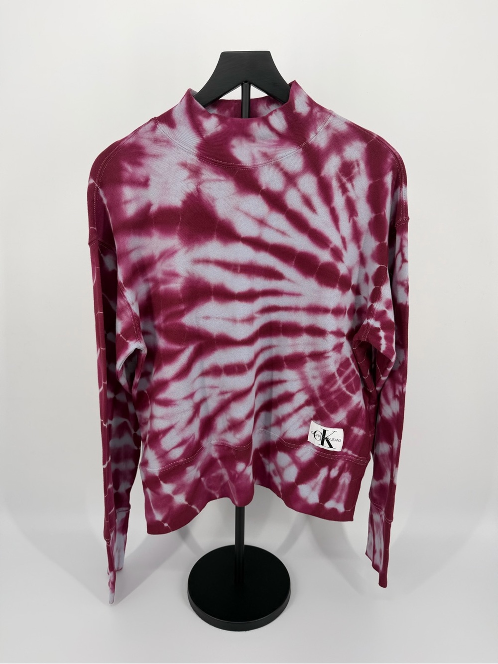 Calvin Klein Jeans Tie Dye Mock Neck Sweatshirt Pink Womens NWT - Picture 3 of 16